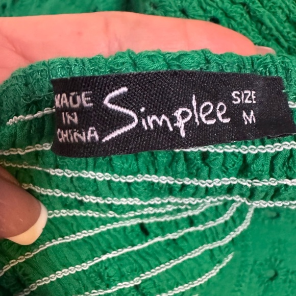 Simplee Women's Dress Green Sz M Crochet Sundress Boho Fairy VTG #113 - Picture 16 of 17